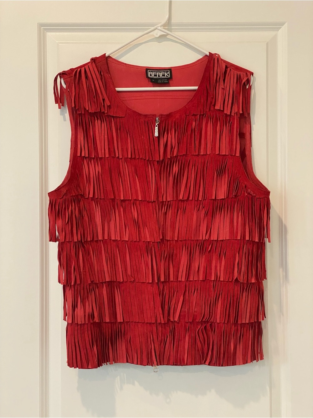 berek Red Fringe Zip-Front Tank Top - Picture 7 of 7